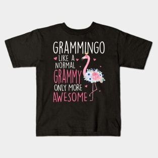 Flamingo Grammingo Like A Normal Grammy Floral Funny Grandma Kids T-Shirt